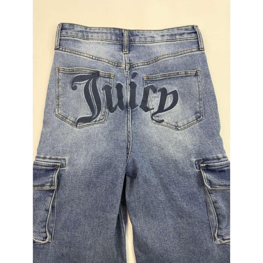 Juicy Couture Jeans Embrod Logo Butt Sz 11/30 Y2K Style High Rise Cargo Wide Leg